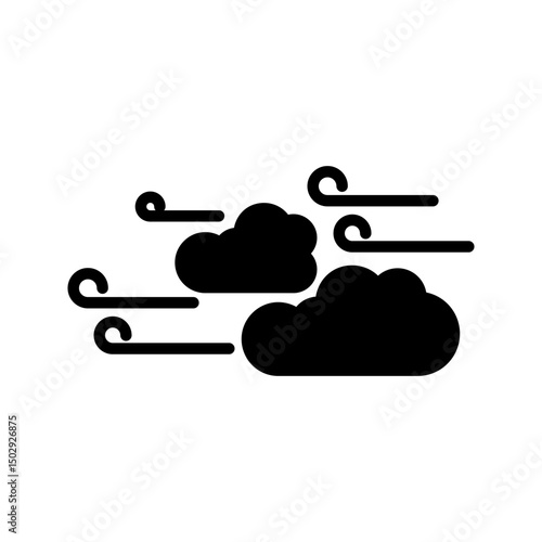 Wind clouds Icon Flat simple outline set on white background	