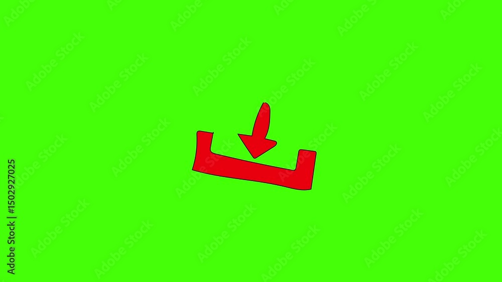Animated Hand Drawn Red Download Icon on Green Screen Background Animated Hand Drawn Red Download Icon on Green Screen Background