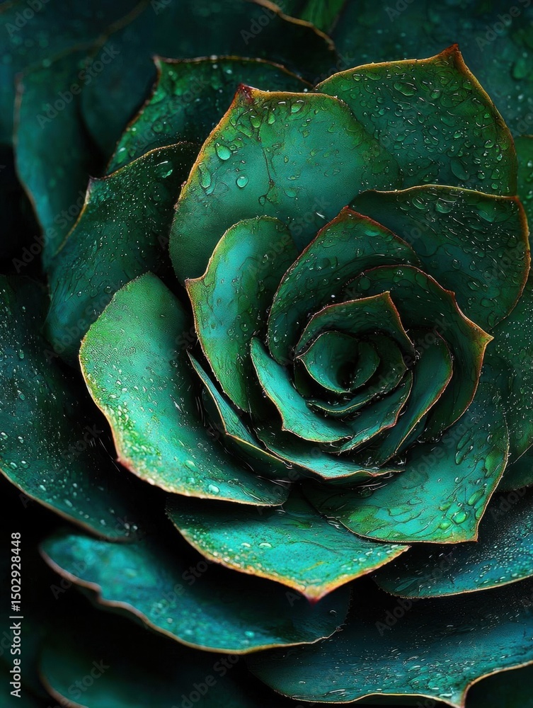 Close-up of a succulent plant with dark green leaves. the leaves are arranged in a spiral pattern, with the center of the plant being the largest and the outermost. Close-up of a succulent plant with dark green leaves. the leaves are arranged in a spiral pattern, with the center of the plant being the largest and the outermost.