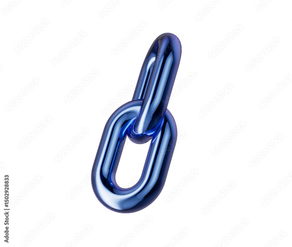 3D Metallic blue chain link with a glossy finish, symbolizing connection and unity. 3d illustration 3D Metallic blue chain link with a glossy finish, symbolizing connection and unity. 3d illustration
