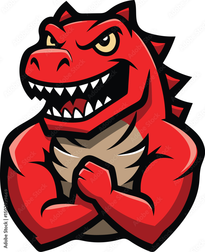 Roaring cartoon T-Rex mascot with sharp claws and teeth vector illustration Roaring cartoon T-Rex mascot with sharp claws and teeth vector illustration