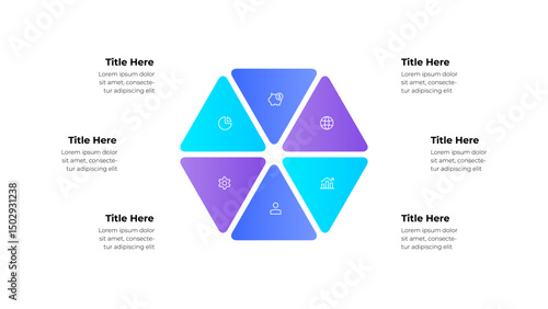 Colorful Infographic Diagram with Hexagonal Segments and Minimalistic Design. Ideal for presentations, education, and conceptual illustrations