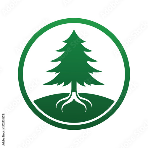 Green Tree Logo in Circle Design