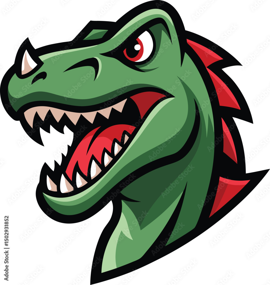 Naklejka premium Friendly T-Rex dinosaur mascot logo with sharp teeth vector illustration