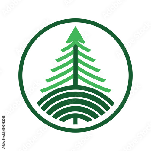 Pine Tree Circle Logo Design.
