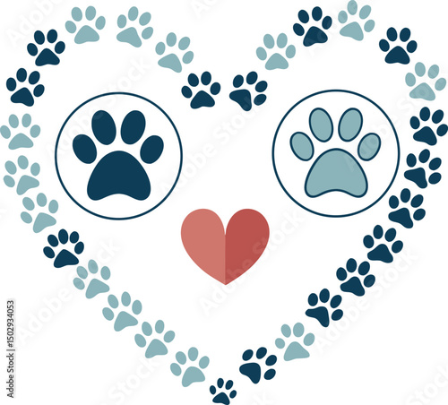 Pet paw editable stroke. footprints Pet paw, paw print dog cat icon, vector illustration