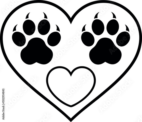 Paw prints of a lione and love