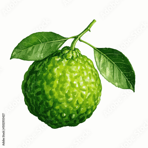 Knobbled Rind Serenity kaffir lime isolated watercolor vector illustration svg