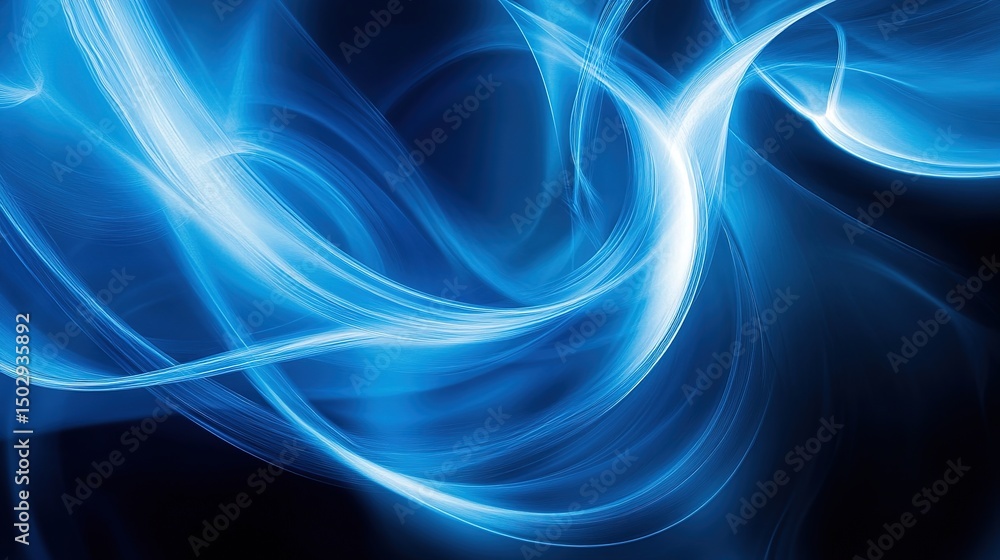 Obraz premium Abstract blue light patterns with soft gradients, evoking a futuristic and atmospheric aesthetic. 