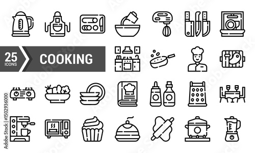 25 Lineal Cooking Icons for Your Next Design Project.