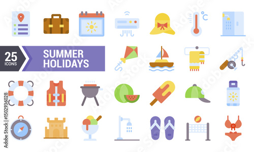 25 Summer Holidays Flat Icons for Your Design Projects.