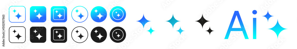 ai icon set. Artificial intelligence stars app logo colorful icon set. Generate icon. AI stars icon. AI generated icon. Ai stars. PNG illustration. ai icon set. Artificial intelligence stars app logo colorful icon set. Generate icon. AI stars icon. AI generated icon. Ai stars. PNG illustration.