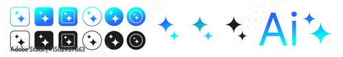 ai icon set. Artificial intelligence stars app logo colorful icon set. Generate icon. AI stars icon. AI generated icon. Ai stars. PNG illustration.