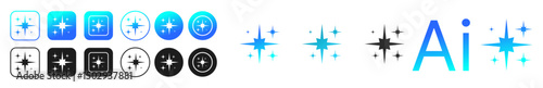 ai icon set. Artificial intelligence stars app logo colorful icon set. Generate icon. AI stars icon. AI generated icon. Ai stars. PNG illustration.