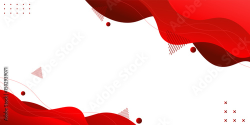 Banner web template red fluid or liquid shape with geometric elements on white background. Vector illustration