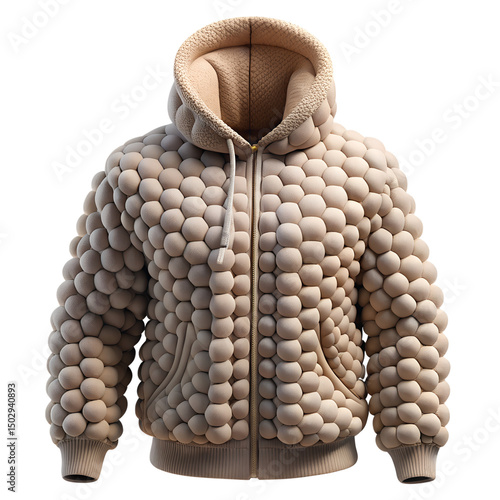 Puffy Hoodie With 3d Puff Texture Isolated On Transparent Background