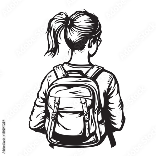 A schoolgirl with a backpack