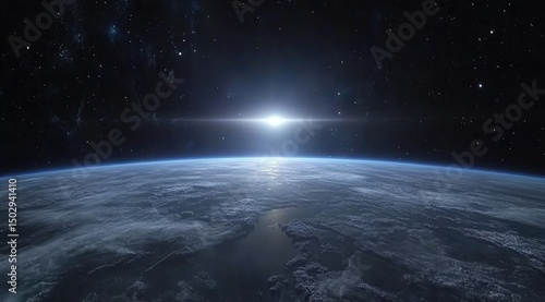 Earth seen from space, sunlit