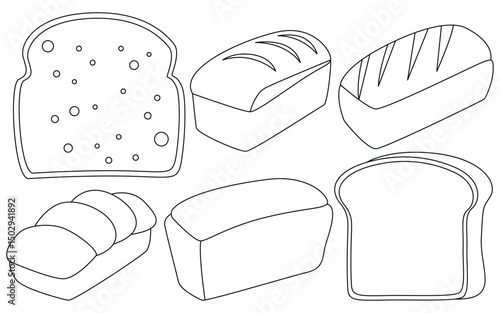 Set of Various Bread Types – Hand Drawn Vector Illustration