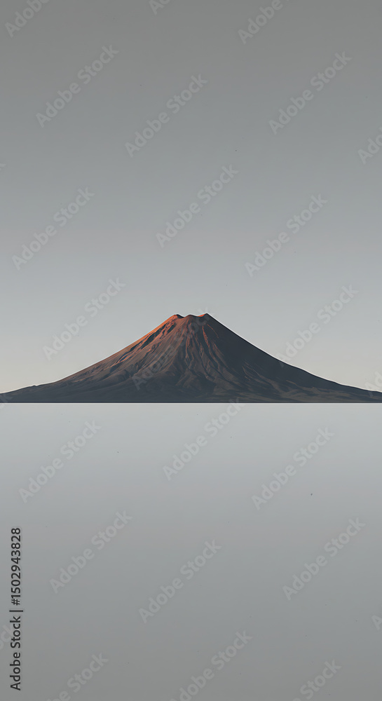 Fototapeta premium Majestic Volcanic Mountain Landscape Sunrise Over a Conical Peak