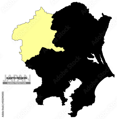 日本地図 関東地方  群馬県 県境無し 01