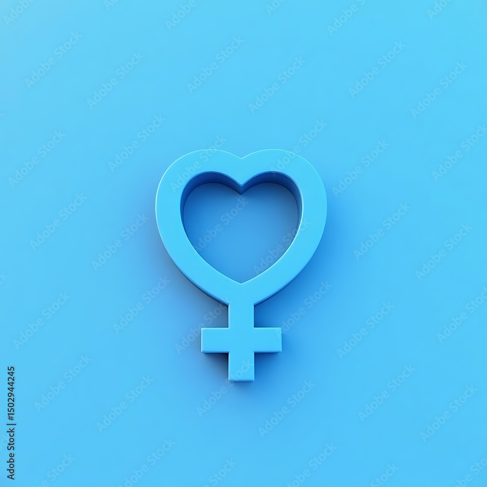 Obraz premium 3d rendered heart-shaped venus symbol icon on a blue background isolated art