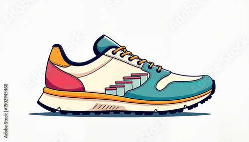 Sneaker silhouette with tiny ladders inside representing that each step is more than just walking