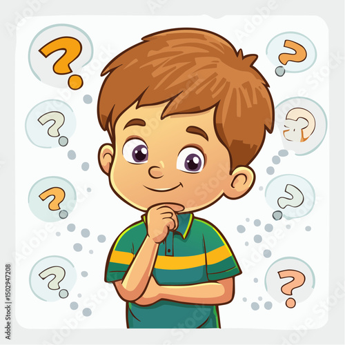 A cartoon illustration of a boy smart thinking 