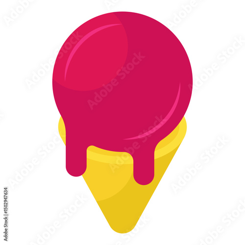 Ice cream cone icon, editable vector