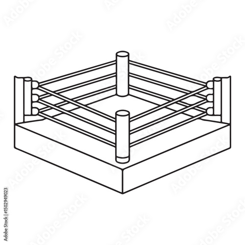 Line drawing of a boxing ring, symbolizing a competitive sports environment, featuring the ropes and posts.