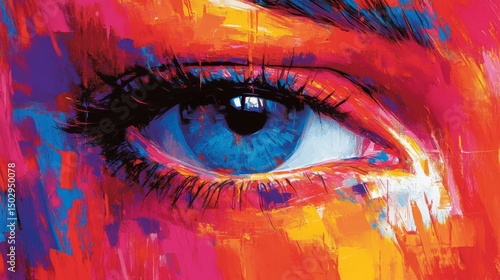 Vibrant Eye Art with Bold Colors and Abstract Style