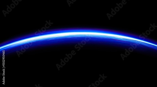 A vibrant blue arc in space