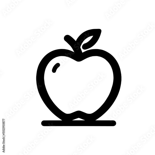 apple fruit icon, minimal flat vector, black outline, transparent background