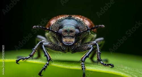 Wallpaper Mural green bug on a black background Torontodigital.ca