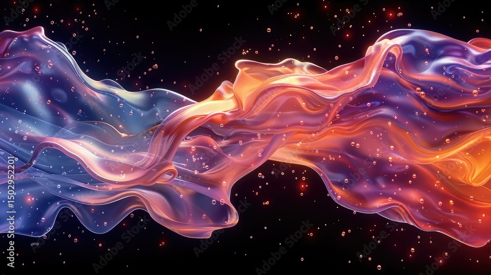Obraz premium Flowing, vibrant liquid forms against a dark background.