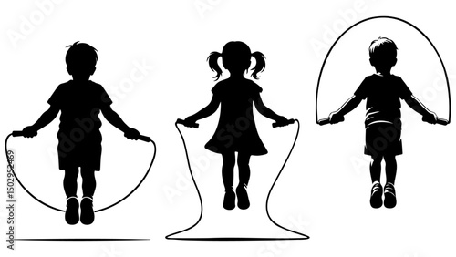 Kids Jump Rope Silhouette.