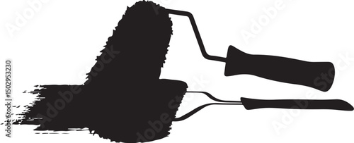 Paint Roller Silhouette with Fresh Paint Stroke