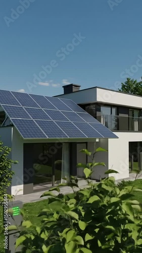 Wallpaper Mural Modern house with solar panels surrounded by greenery on a sunny day   Torontodigital.ca