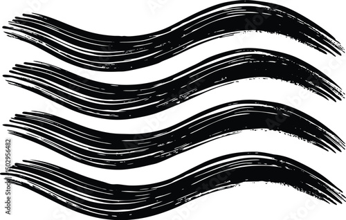 Adobe Illustrator Artwork Abstract black textured strokes set isolated on a white backgro Vector hand drawn artistic design element, box, frame or backgro

, 