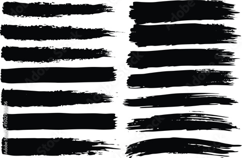 Adobe Illustrator Artwork Abstract black textured strokes set isolated on a white backgro Vector hand drawn artistic design element, box, frame or backgro

, 
