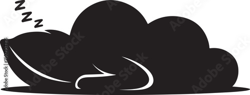 Sleeping Cloud Silhouette on Pillow Icon Design