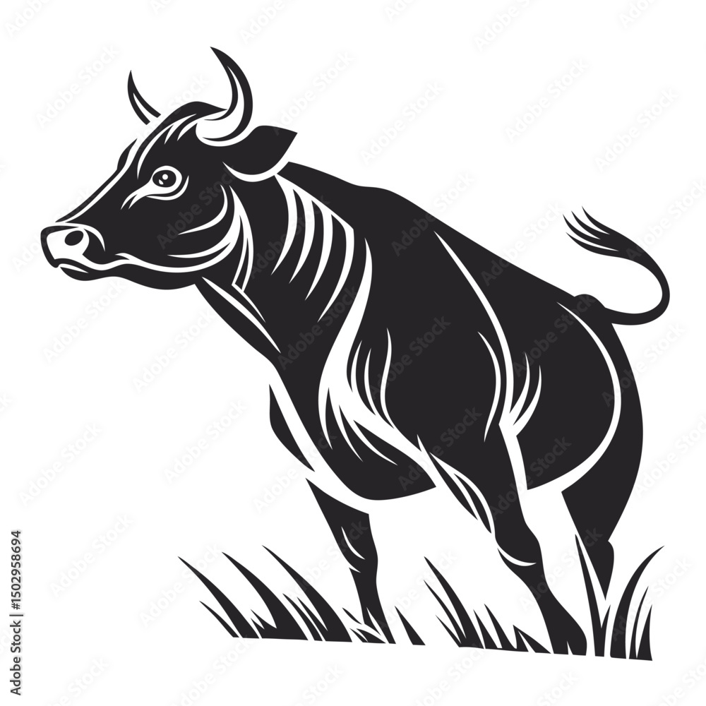 Fototapeta premium black and white cow