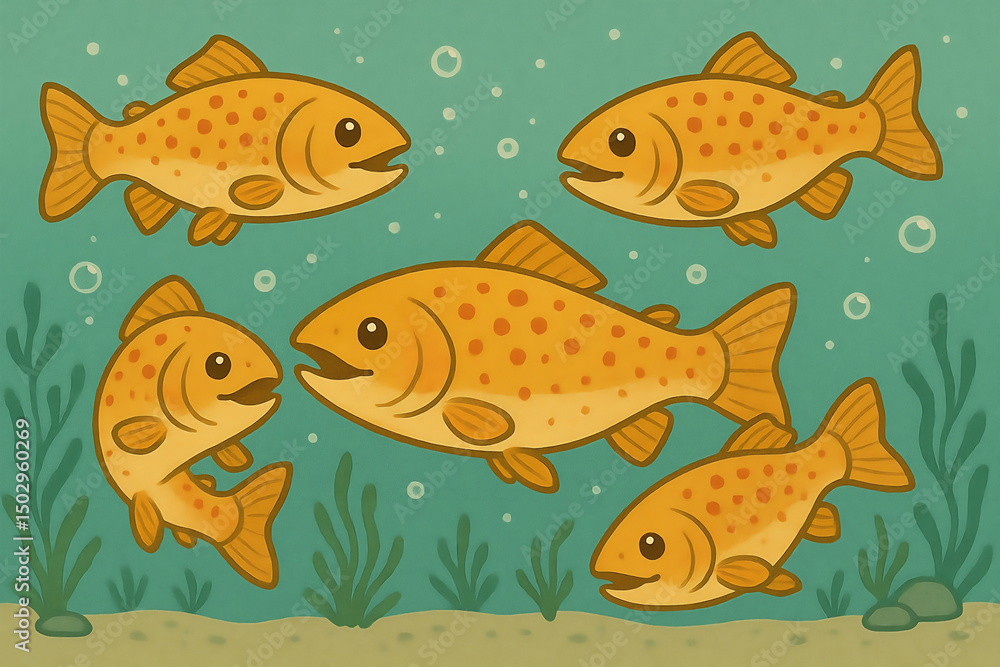 Naklejka premium cartoon fishes