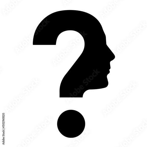 Silhouette of a Human Head Inside Question Mark – Identity, self-understanding, Self-Discovery, Uncertainty, Psychological Reflection, Decision-Making, Existential Inquiry, Introspection, Search for M