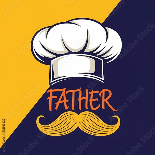 Happy Father's Day theme  of a Culinary father with chef hat and mustache a perfect design for fathers day and appreciation photo