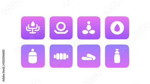 Wellness app icons set purple gradient