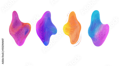 Colorful Abstract Shapes with Gradient Patterns and Flowing Designs in Vibrant Hues