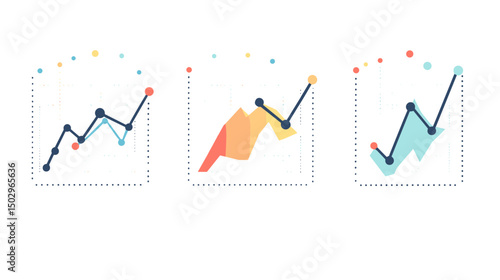 Colorful Data Visualization with Multiple Line Graphs Representing Business Growth Trends