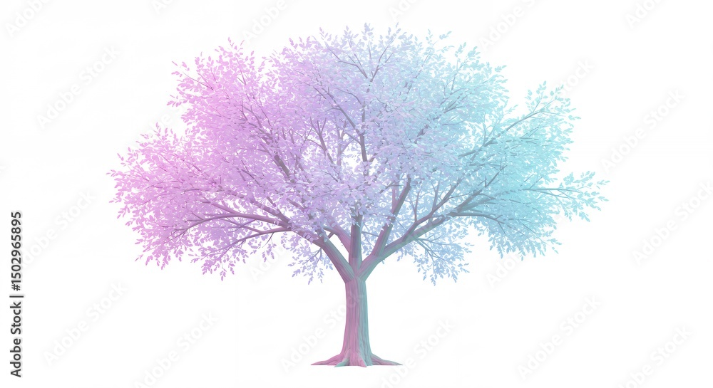 Obraz premium Pastel gradient tree illustration