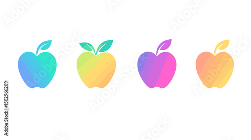 Colorful Gradient Apple Icons in Vibrant Tones Representing Freshness and Health